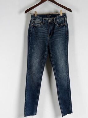 Judy Blue Mid Rise Vintage Raw Hem Skinny Jeans Dark Wash Stretch Size 5/27